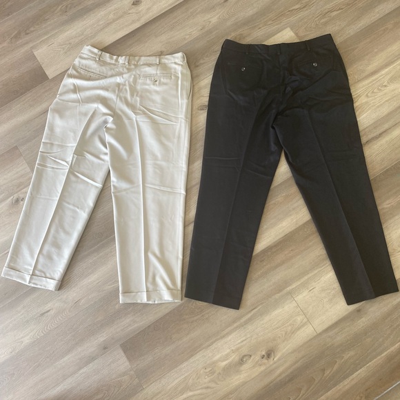 2 Pair Men’s Perry Ellis Dress Pants Slacks Trousers Black/Tan (Cuffed) 36X30 - Picture 2 of 8